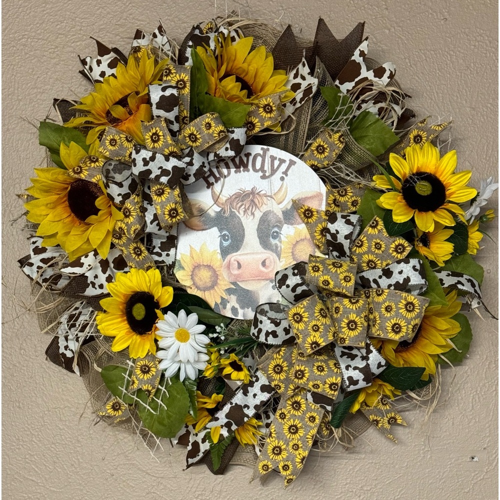 Howdy Cow Fall wreath